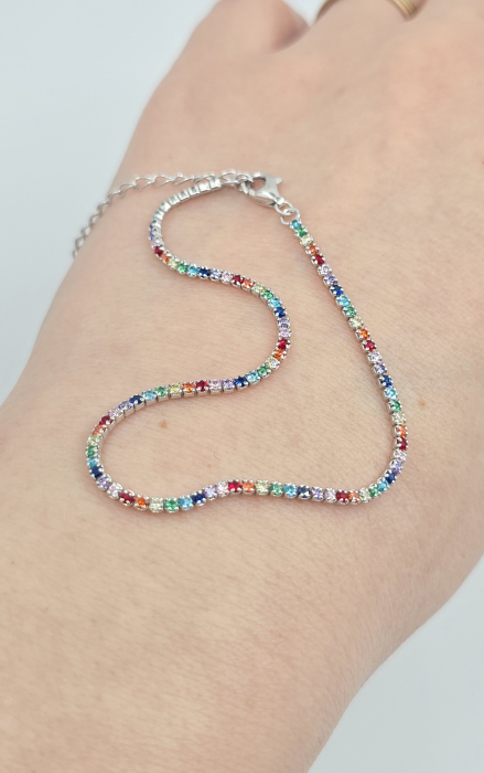 Brățară din argint 925 tip tennis multicolor (rainbow) – reglabilă [2]
