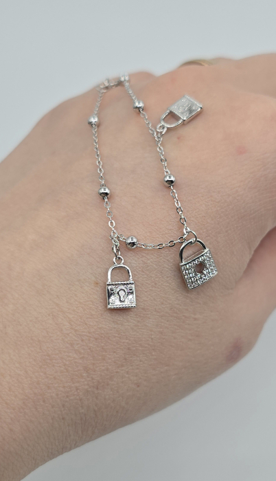Brățară din argint cu lacăte strălucitoare – simbolul iubirii și eleganței. 16- 20 cm, 3,35 gr [2]