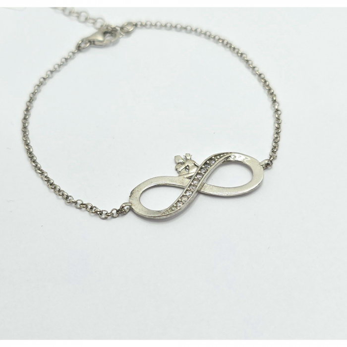 Brățară din Argint cu Element Pătrat și Cristale Zirconia – 2.94 g, 16 cm [3]