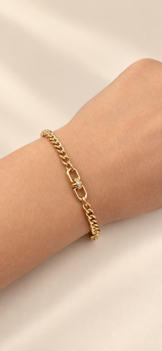 Brățară din Aur 14K cu Design Modern și Elemente Tip Lanț – Model Elegant [3]