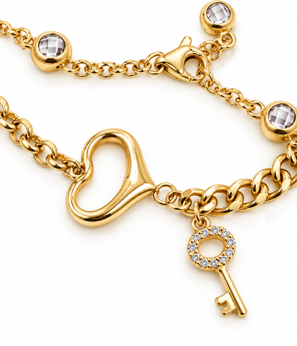 Brățară din Aur 14K cu Inimă și Cheiță Decorativă [2]