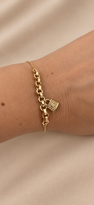 Brățară din Aur 14K cu Medalion Lacăt – Design Elegant [3]
