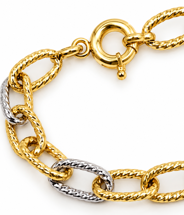 Brățară din Aur 14K Tricolor cu Zale Oval-Texturate [3]