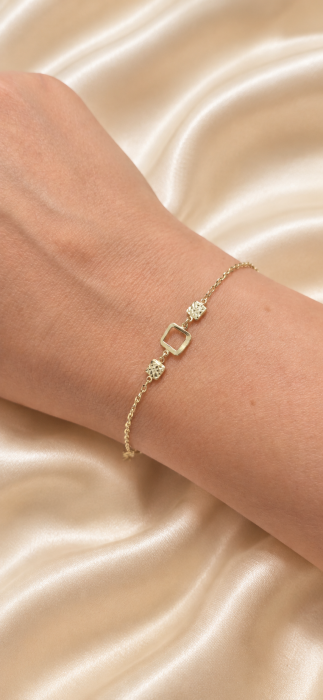 Brățară din aur galben 14K cu elemente geometrice pătrate – 20 cm [2]