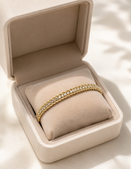 Brățară din aur galben 14K cu finisaj diamantat – 21 cm [2]