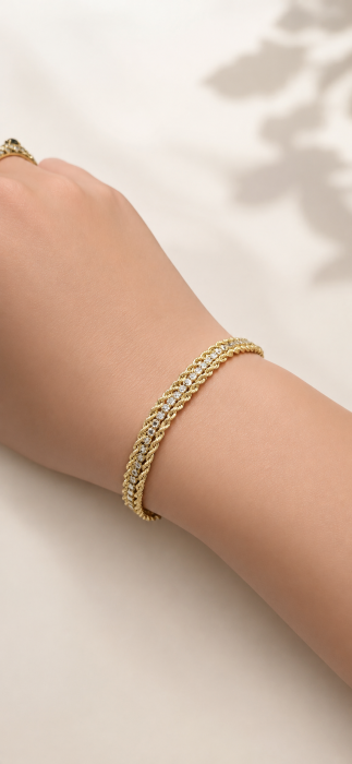 Brățară din aur galben 14K cu finisaj diamantat – 21 cm [3]