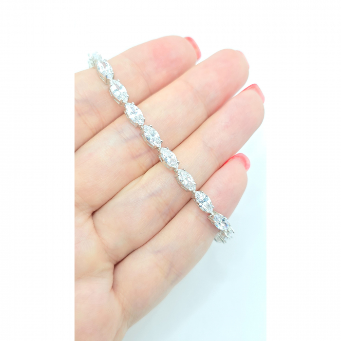 Brățară Elegantă din Argint 925 cu Cristale Ovale Transparente – 18 cm, 10,81 g [3]