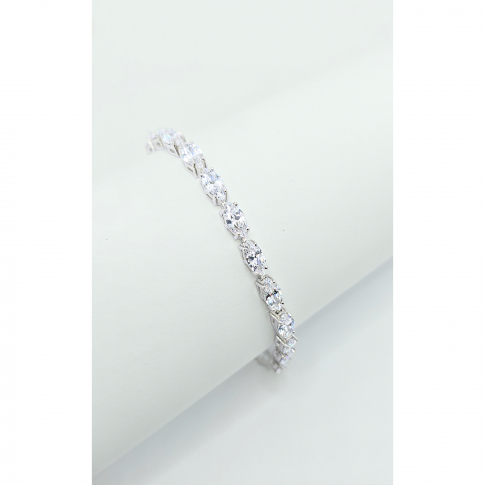 Brățară Elegantă din Argint 925 cu Cristale Ovale Transparente – 18 cm, 10,81 g [1]