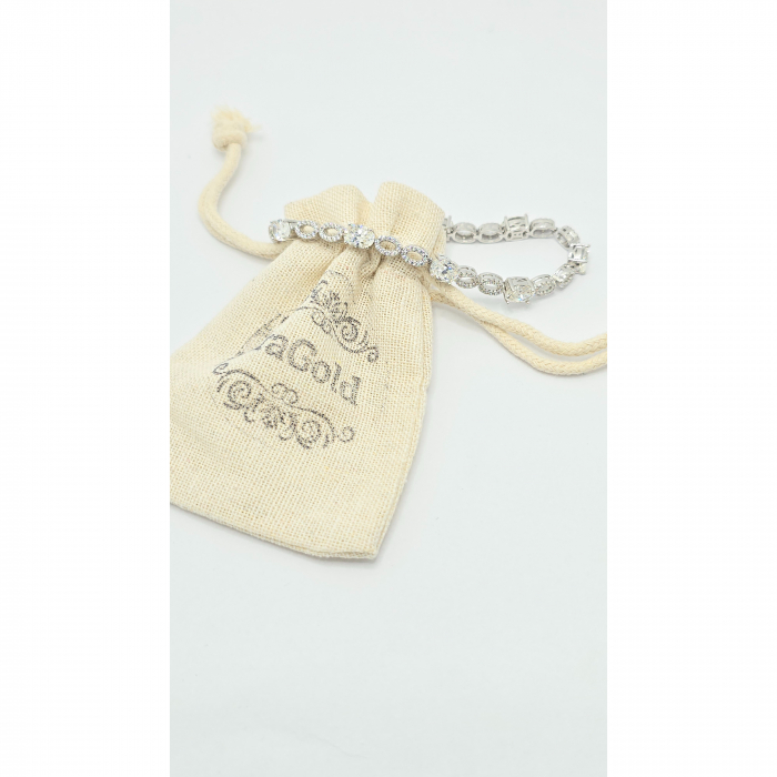Brățară Elegantă din Argint 925 cu Cristale Ovale Transparente – 18 cm, 12,37 g [2]