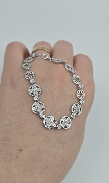 Brățară Elegantă din Argint 925 cu Cristale Transparente – 17 cm - 20 cm, 9.96 g [2]