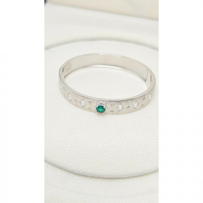 Brățară Fixă Elegantă din Argint 925 cu Cristale Mici Zirconia și Piatră Verde – 22,60 g [5]