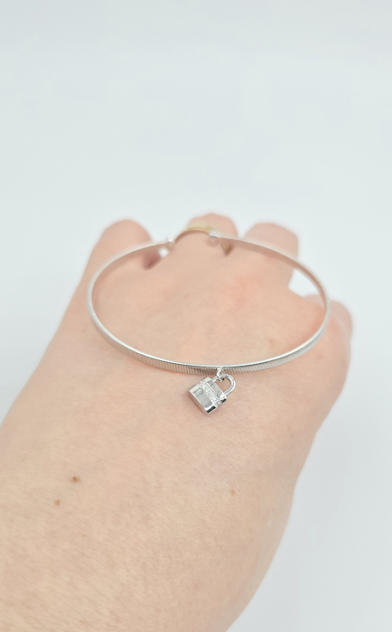 Brățară Fixă reglabila din Argint 925 cu Cristale Mici Zirconia și Lacăt– 5.54 g [2]