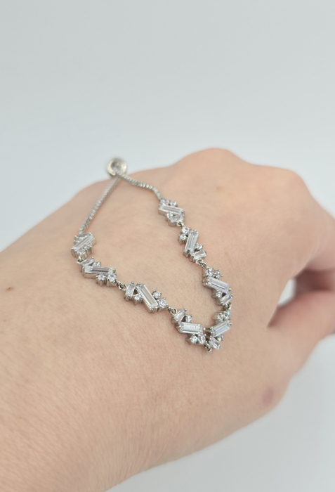 Brățară reglabilă din argint 925 cu zirconii baguette – design modern elegant [2]