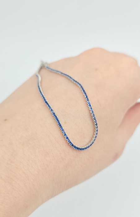 Brățară tenis din argint 925 cu zirconii albastre – model clasic elegant [2]