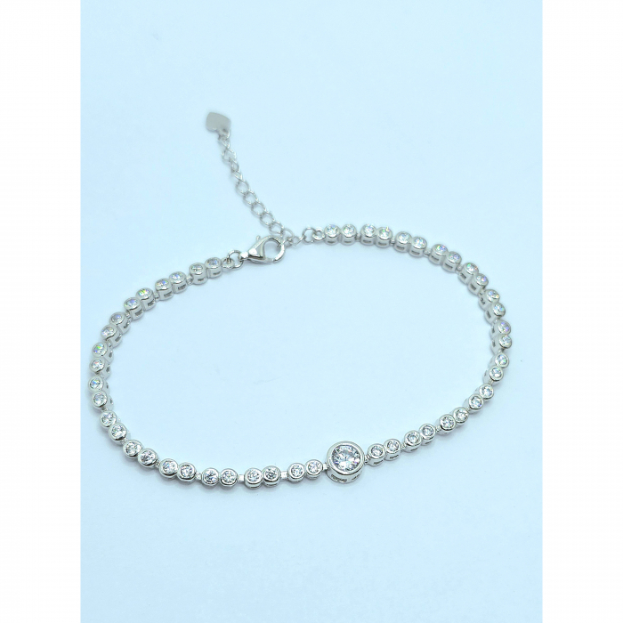 Brățară Tennis din Argint 925 cu Element Rotund și Cristale Zirconia – 7.89 g, 18 cm [4]