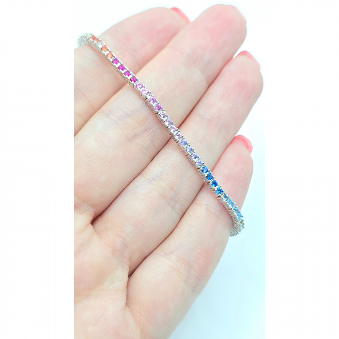 Brățară Tennis din Argint 925 cu Pietre Colorate – 18 cm, 6,48 g [3]