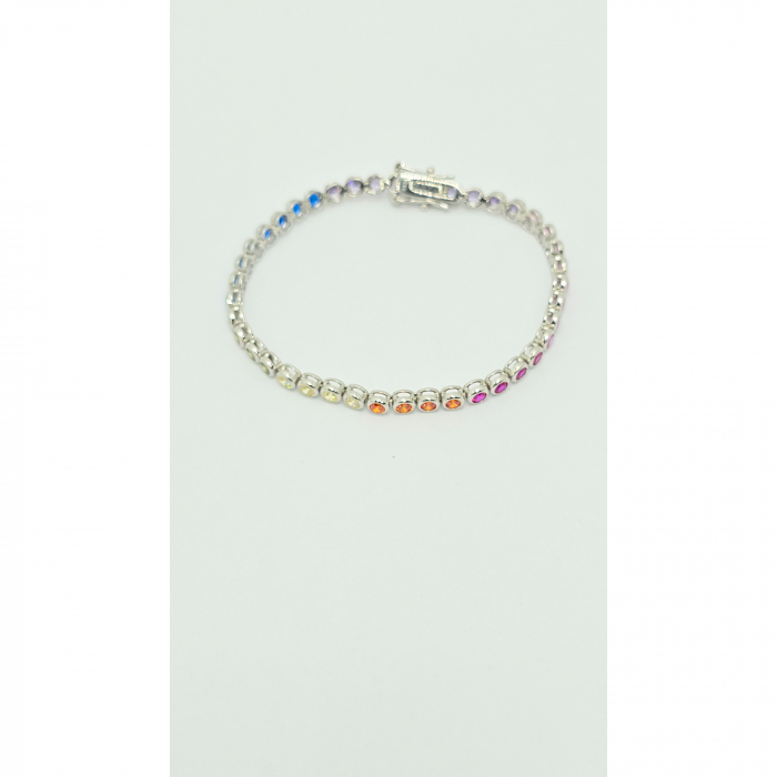 Brățară Tennis din Argint 925 cu Pietre Colorate – 18 cm, 9,34 g [4]