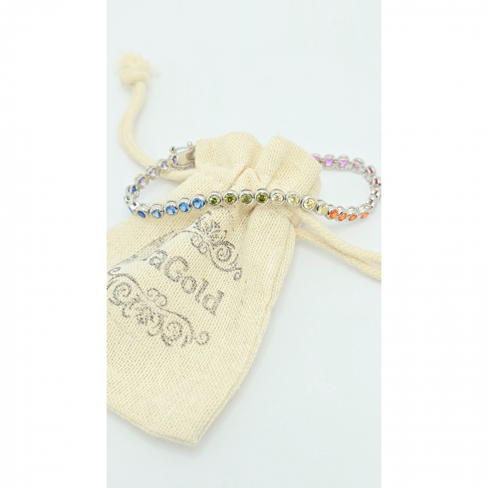Brățară Tennis din Argint 925 cu Pietre Colorate – 18 cm, 9,34 g [2]