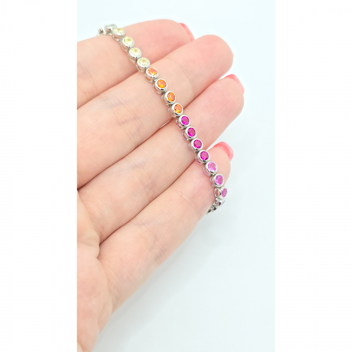 Brățară Tennis din Argint 925 cu Pietre Colorate – 18 cm, 9,34 g [3]