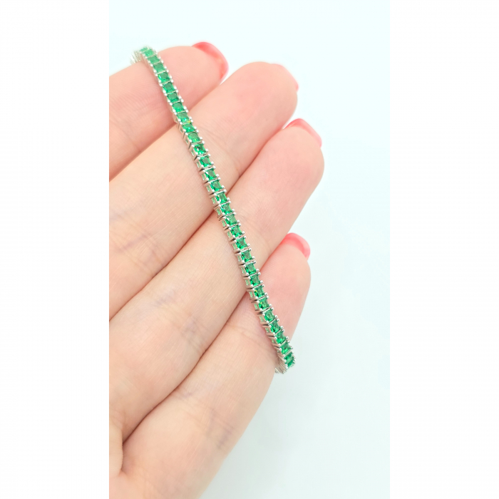 Brățară Tennis din Argint 925 cu Pietre Verzi – 18 cm, 7,28 g [3]