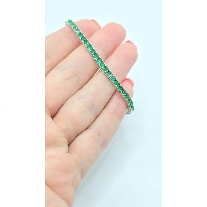 Brățară Tennis din Argint 925 cu Pietre Verzi – 18 cm, 8,36 g [4]