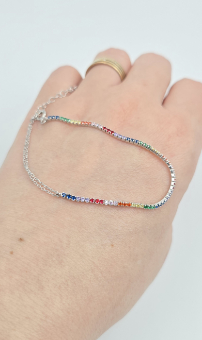 Brățară Tennis Elegantă din Argint 925 cu Pietre Colorate Zirconia – 22 -26 cm, 2.29 g [2]