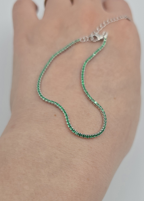 Brățară Tennis Elegantă din Argint 925 cu Pietre Verzi Zirconia – 18 -20 cm, 2.45 g [2]