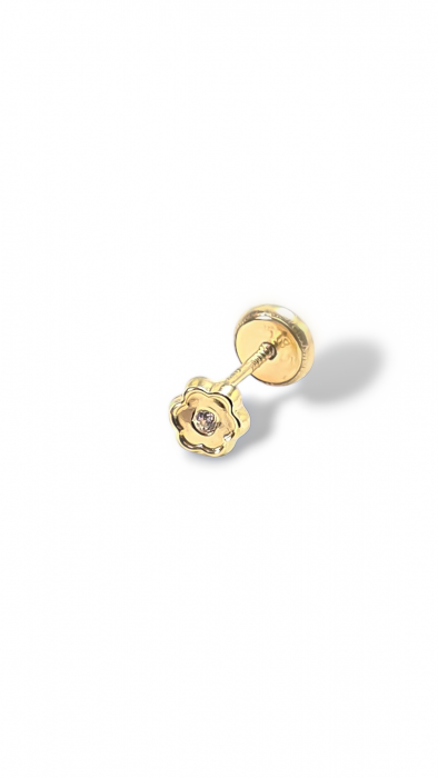 Cercei Bebe cu Floare din Aur galben 14 kt si cristal Zirconia [1]