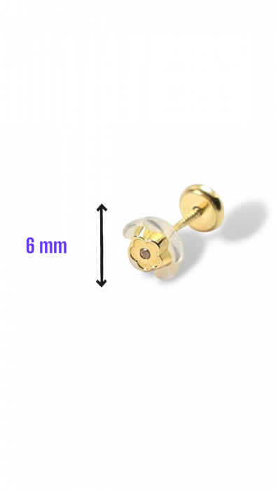 Cercei Bebe cu Floricica din Aur galben 18 Kt si Floricica din Sidef [3]