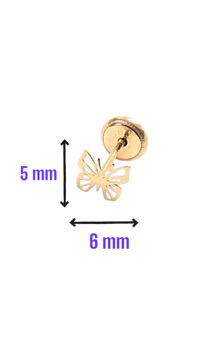 Cercei Bebe in forma de Fluturas din Aur galben 14 kt fara pietre [3]