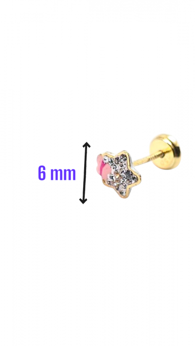 Cercei Bebe in forma de Steluta din Aur Galben 18 kt si Cristale Zirconia [2]
