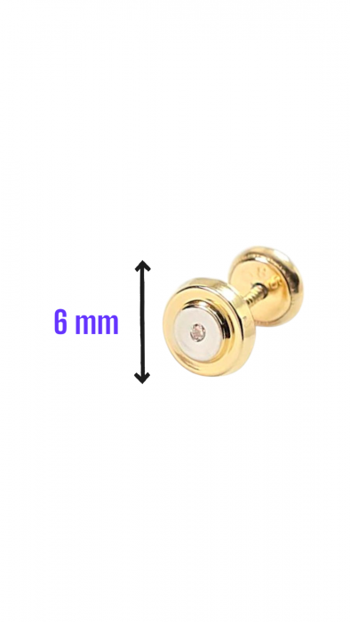 Cercei Bebe rotunzi din Aur galben 14 kt si cristal Zirconia [3]