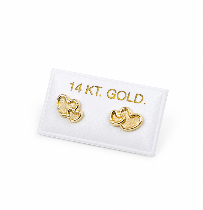 Cercei copii  cu Doua Inimioare din Aur 14K – 7,5 x 5 mm [5]