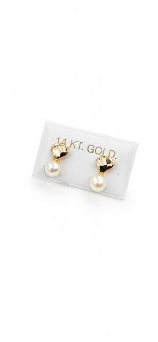 Cercei copii cu Perlă și Inimioară din Aur 14K – 7,5 x 5 mm [4]