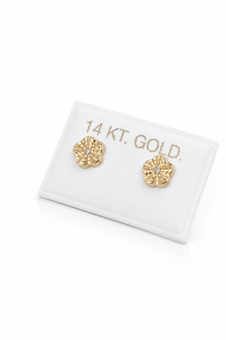 Cercei copii Delicați cu Model Decorativ din Aur 14K – 6 mm [4]