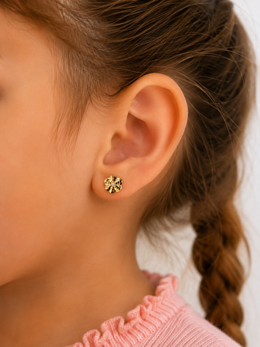 Cercei copii Delicați cu Model Decorativ din Aur 14K – 6 mm [2]