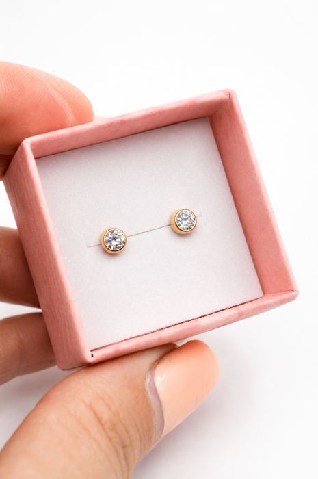 Cercei copii din Aur 14K cu Piatră – 4 mm [4]