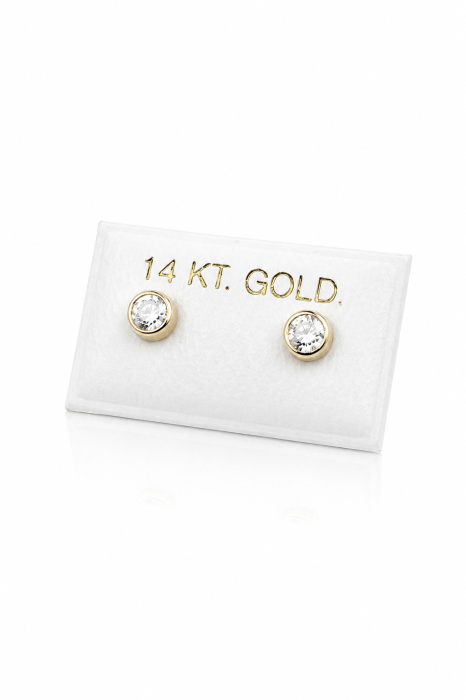 Cercei copii din Aur 14K cu Piatră – 4 mm [3]