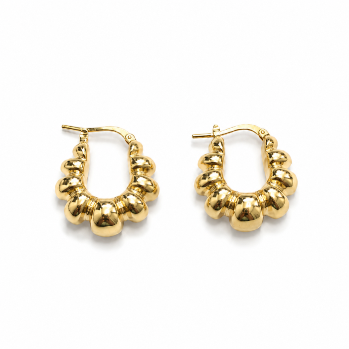 Cercei Creole Bubble din Aur 14K – Design Volumetric [3]