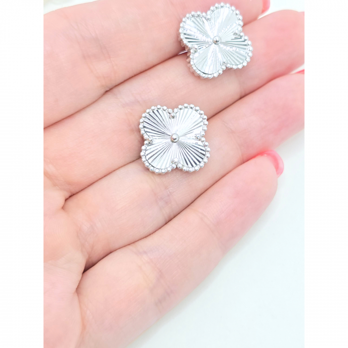 Cercei cu Trifoi din Argint 925, Fără Pietre – 7.22 g, 1.5 cm [2]