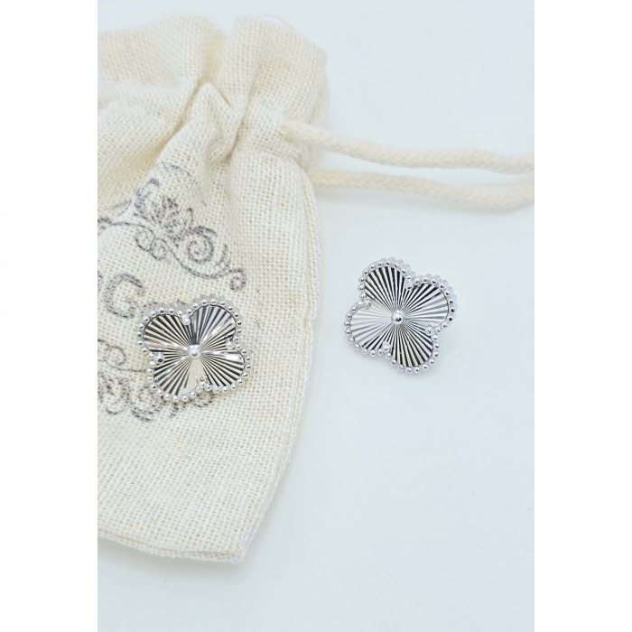 Cercei cu Trifoi din Argint 925, Fără Pietre – 7.22 g, 1.5 cm [4]