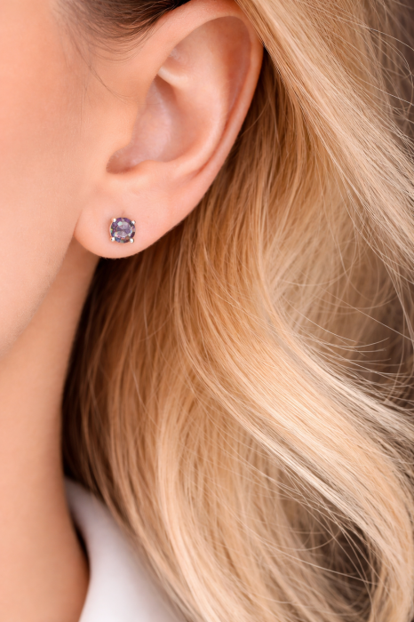 Cercei din argint 925 cu ametist – model minimalist [2]