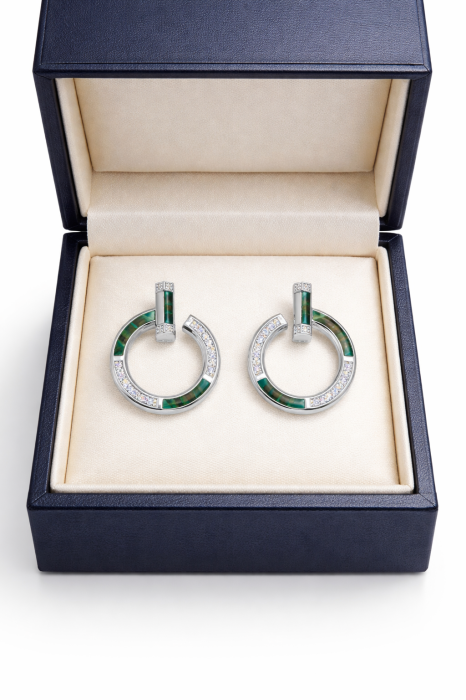 Cercei din argint 925 cu inserții de malachit – model modern elegant [3]