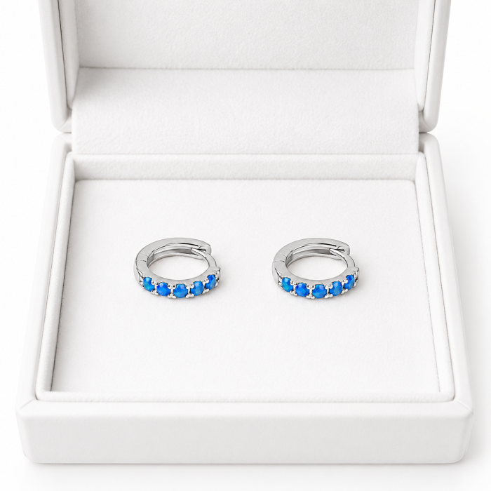Cercei din Argint 925 cu Opal Albastru pentru Copii – 1.23 g, 1 cm [3]