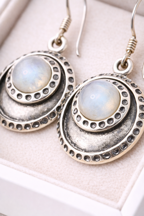 Cercei din argint 925 cu Piatra Lunii – model boho elegant [4]