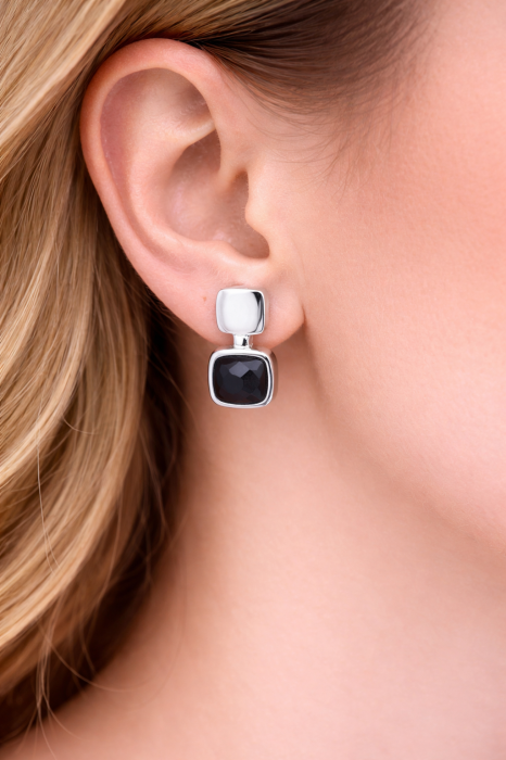 Cercei din Argint 925 cu Piatra Neagră – 4.69 g, 1.8 cm [2]