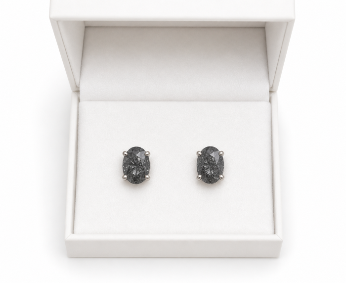 Cercei din argint 925 cu piatră neagră druzy [2]