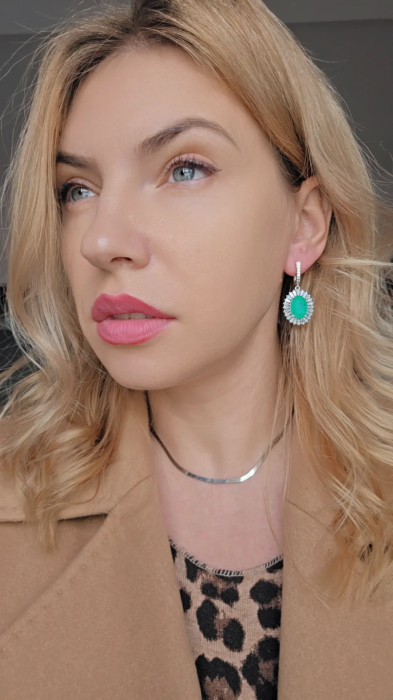 Cercei din Argint 925 cu Zirconia Verde – 13.06 g, 5 cm [3]