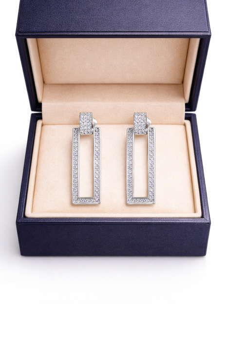 Cercei din argint 925 cu zirconii – model geometric elegant [3]