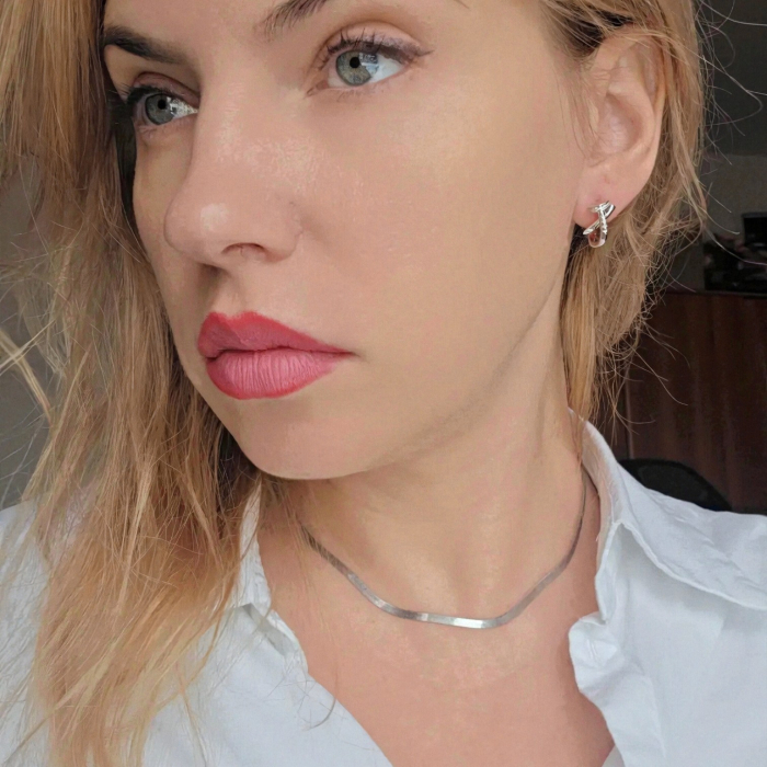 Cercei din argint 925 cu zirconii – model minimalist tip cui [2]